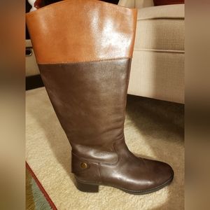 Franco Sarto Two Tone Brown Leather Riding Boots Size 9.5